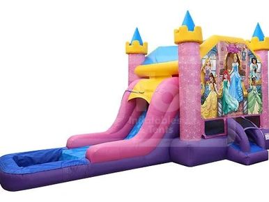 Disney Princess inflatable slide and a white background