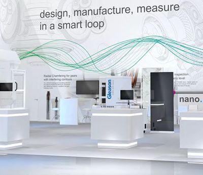 Modern exhibition booth showcasing precision measurement technology and smart manufacturing.