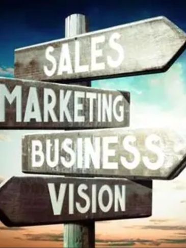 Directional signs for sales, marketing, business, and vision.