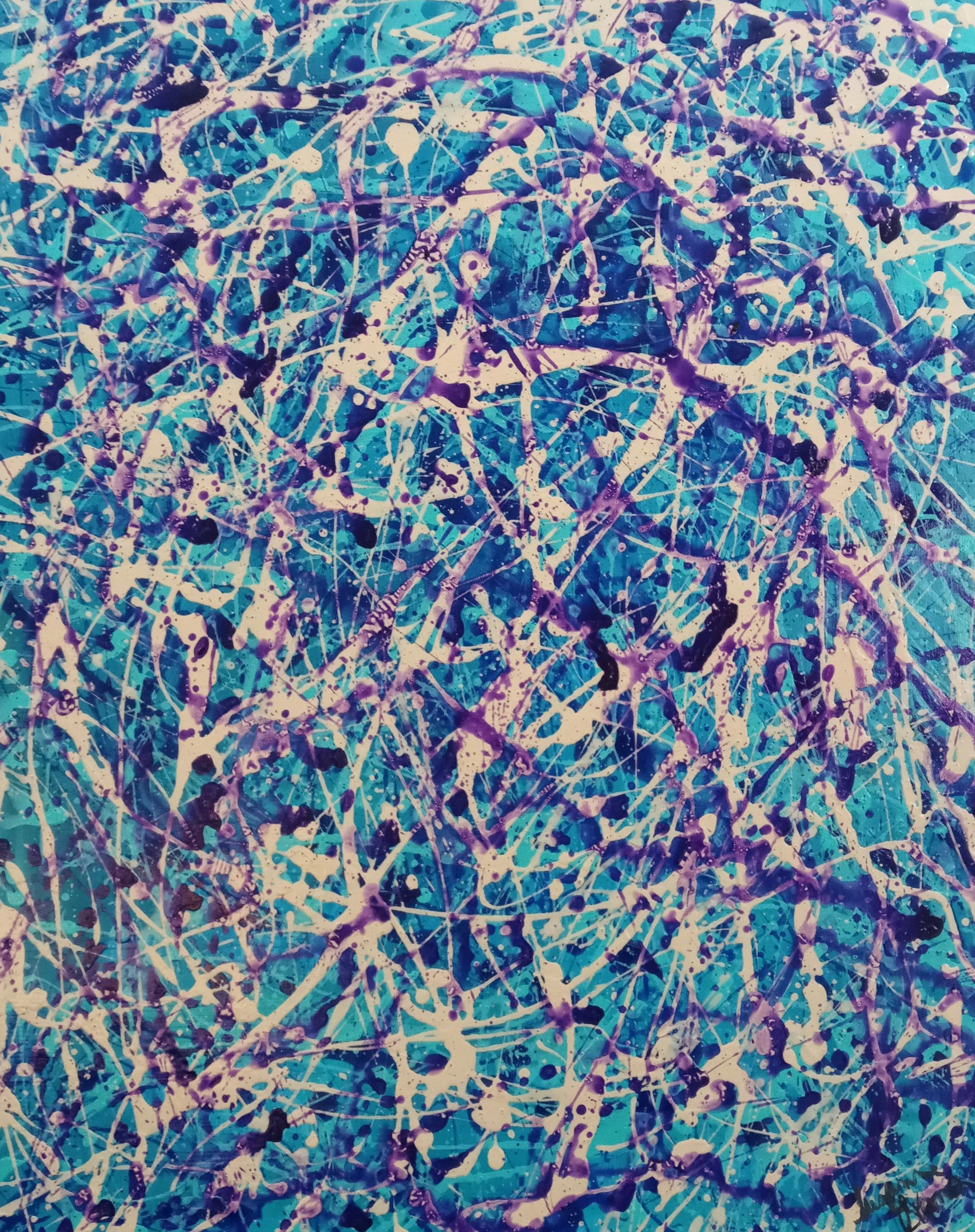 Every day we struggle one way or another.  This painting represents the tangled web we weave.