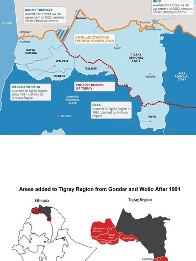 Map of Welkait before and after 1991