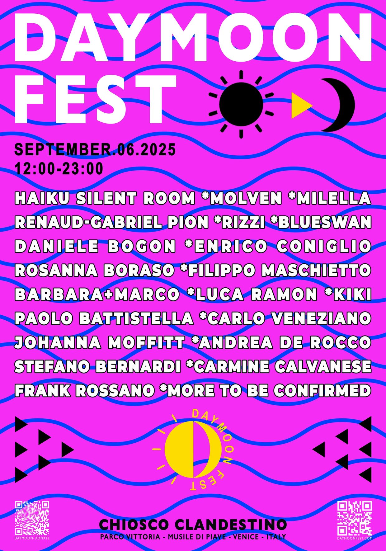 Bright poster for Daymoon Fest on September 6, 2025, with artist lineup and event details.