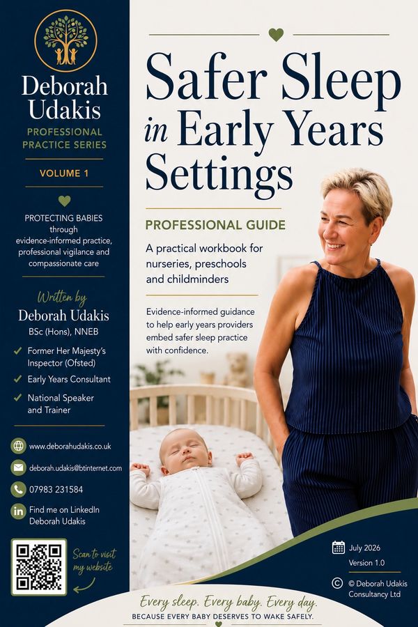 Professional guide on safer sleep in early years settings by Deborah Udakis.