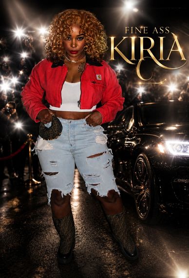 Woman posing confidently beside a luxury car at night.