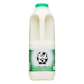 1 litre plastic bottle of semi skimmed milk