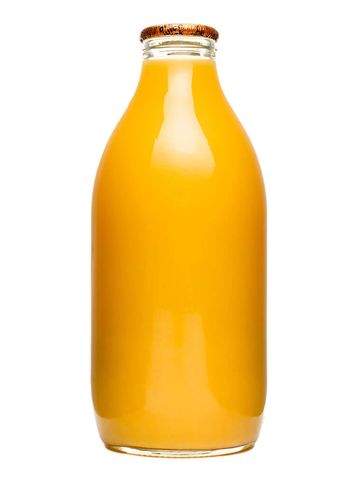 Orange juice in glass bottle