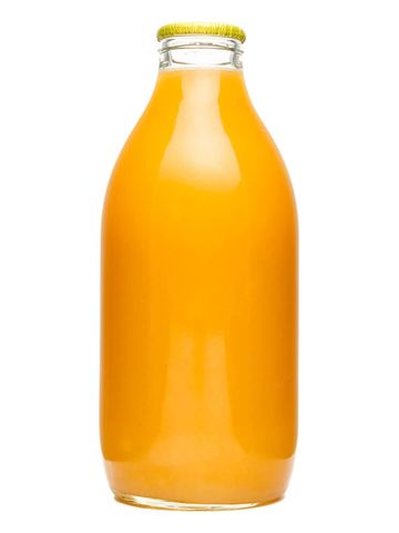 Tropical juice in glass bottle