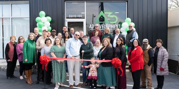 A3 Development grand opening ribbon cutting event with Chamber of Commerce in Fayetteville TN