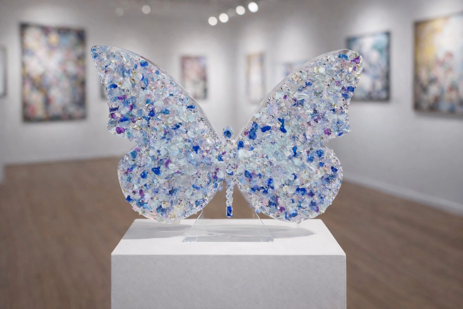 On the Wings of Love - Shades of Blue Glass Butterfly