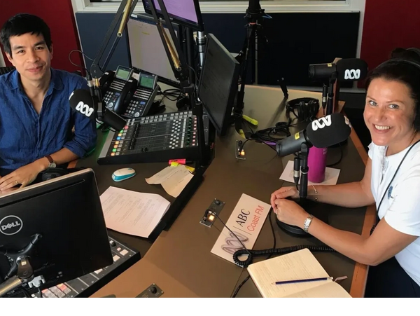 Radio studio interview with ABC and Alison Foley of Ten Little Pieces