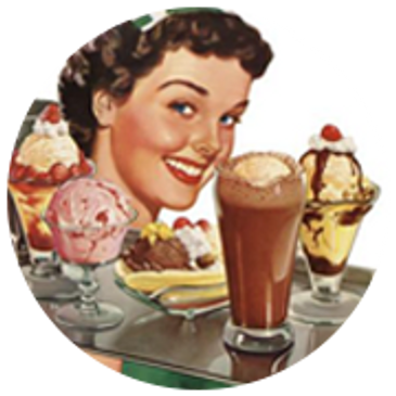 Old Fashioned Ice Cream Sundaes, Floats, Banana Splits and Cones