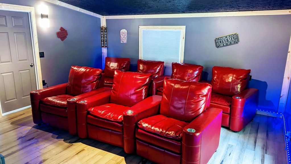 Welcome to Lazy Bear in the heart of Hocking Hills.  A relaxing place to watch movies or the game!