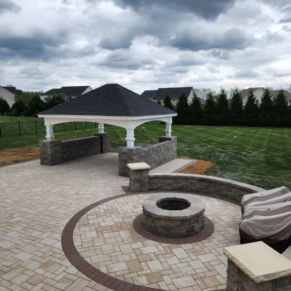 Paver patio with gazebo and fire pit