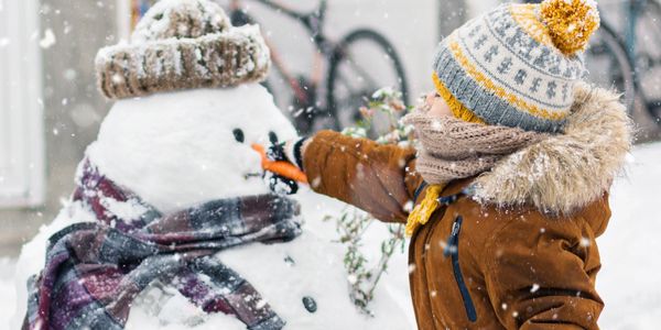 Children bundled up for outdoor escapades. Our playground turns into their winter wonderland.