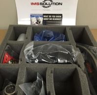 Technical equipment organized in foam compartments.
