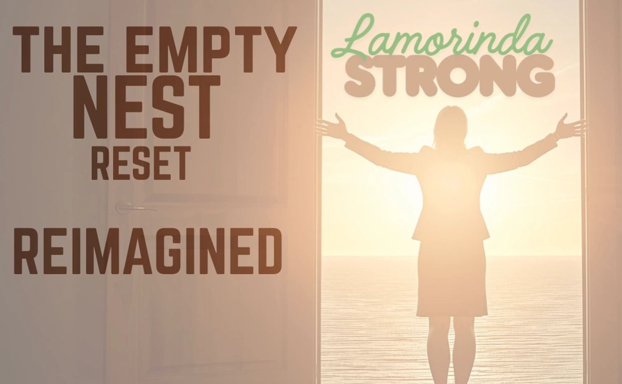 Silhouette welcomes sunrise symbolizing a fresh start in life after children leave home.