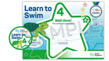 Stage 4 Learn to Swim Badge and Certificate