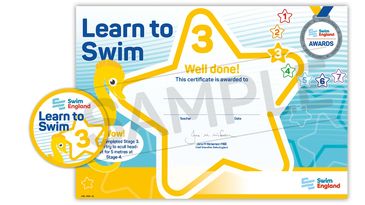 Stage 3 Learn to Swim Badge and Certificate