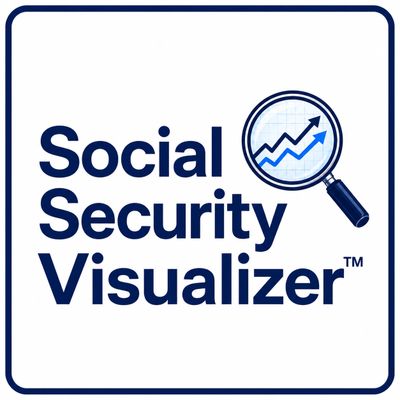 Logo for Social Security Visualizer featuring a magnifying glass and rising graph.