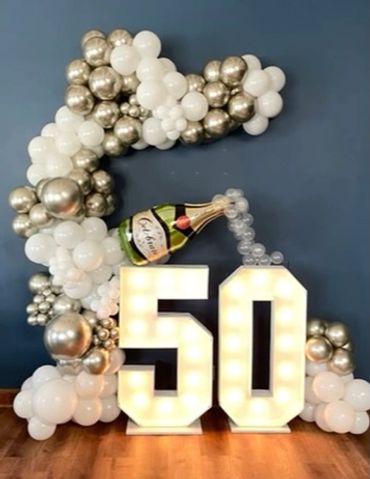 Balloon garland with number marquee