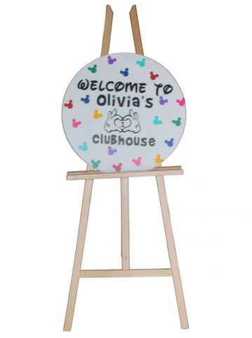 Custom Acrylic Circle Sign and Easel