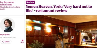 Restaurant press review of Yemen Heaven, York — media coverage.