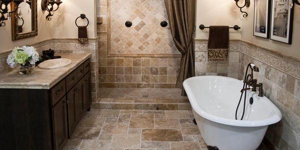 Bathroom remodeling with a new shower, tub, faucet and toilet. 