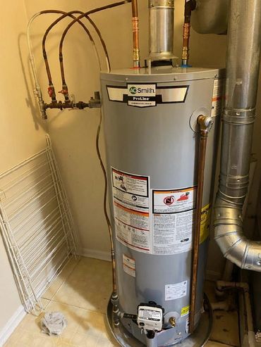 installation of a new hot water tank natural gas atmospheric 