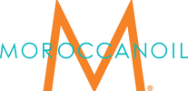 Logo featuring a large orange 'M' with 'Moroccan Oil' in teal text.