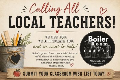 Invitation for local teachers to submit classroom wish lists for support.