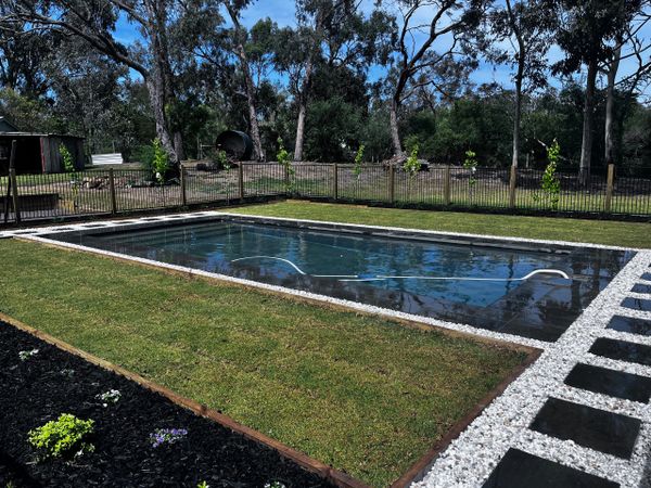 Pool works, Turf and paving