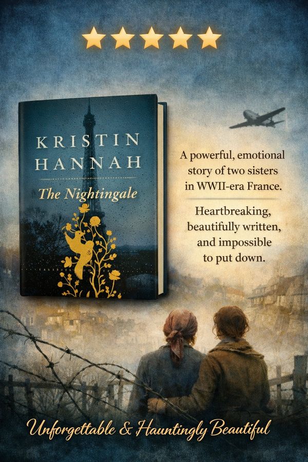The Nightingale by Kristin Hannah: a powerful WWII story of two sisters in France.