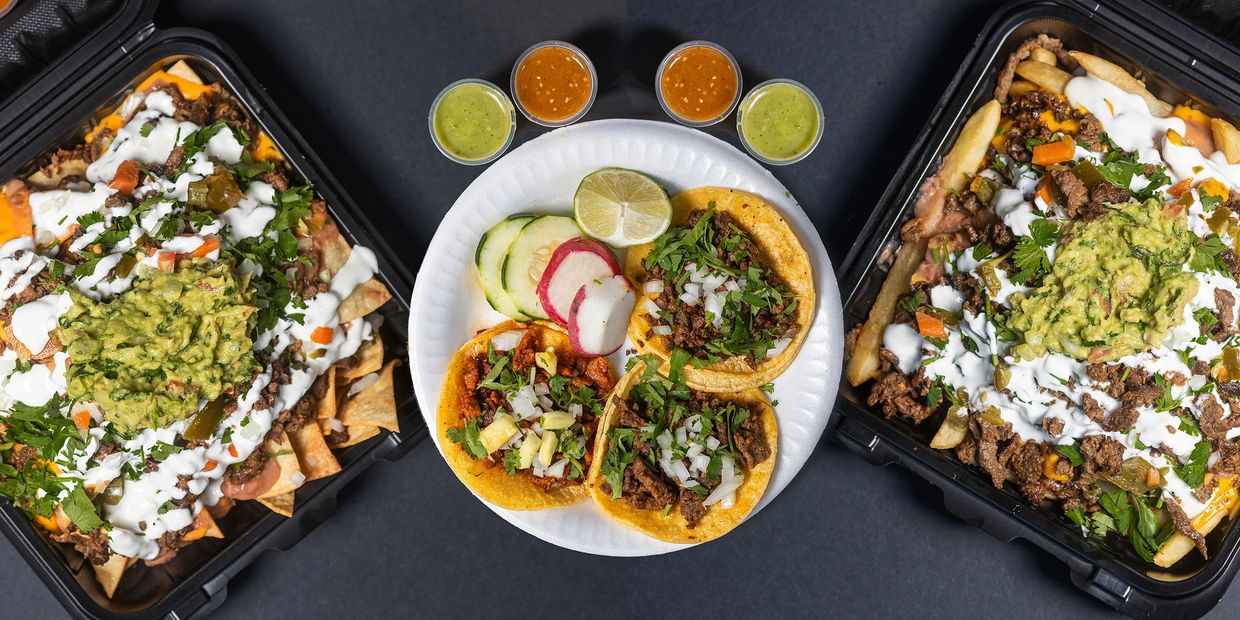 tacos el jalisciense
tacos de asada
loaded fries
asada nachos