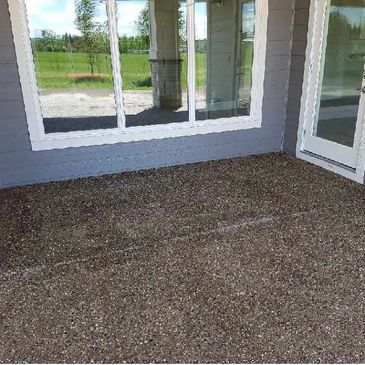 Decorative concrete slab, backyard poured concrete