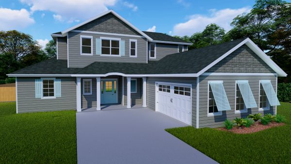 3D exterior rendering of 3272 square foot luxury 4 bedroom home Jacksonville FL
