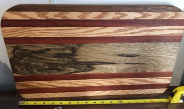 A wooden cutting board