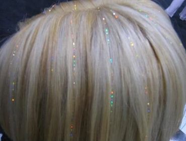 blonde fairy hair, glitter hair extensions, sparkle hair 