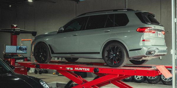 BMW X7 M60 alignment at Wolfpen German auto repair Roswell Georgia