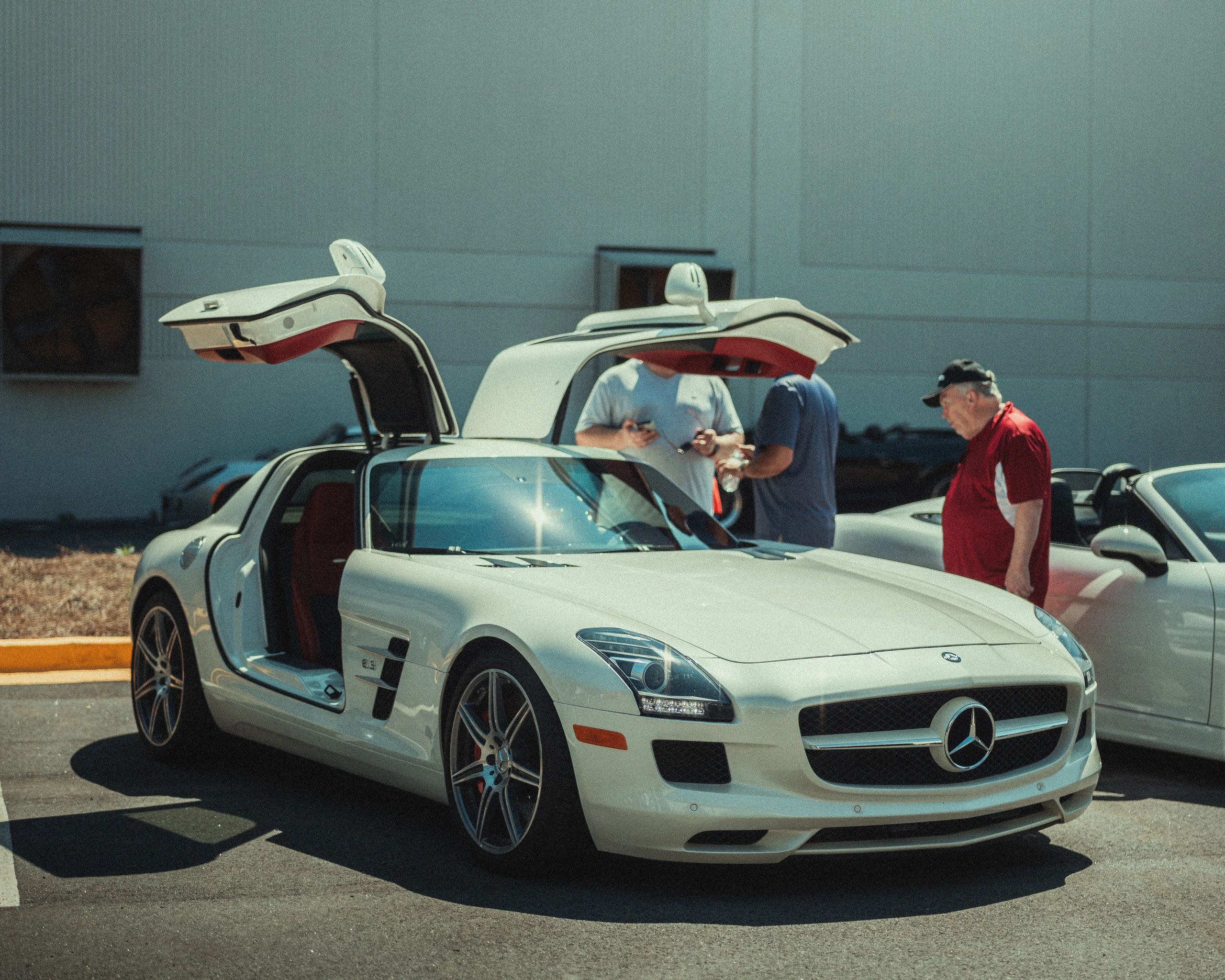 Mercedes Benz SLS Coupe outside of an automotive service center in Roswell, Georgia