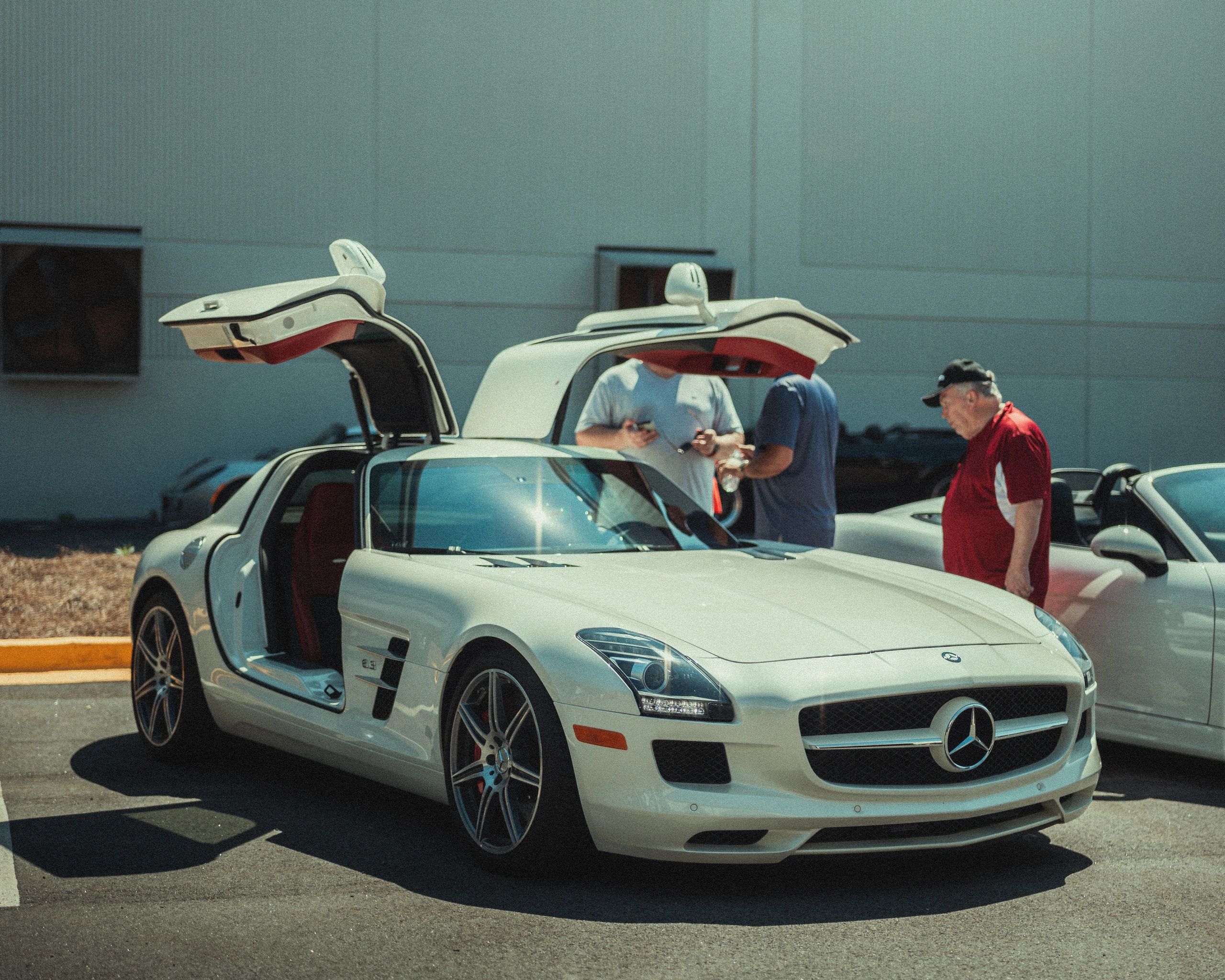 Mercedes SLS gullwing outside of Wolfpen in Roswell Georgia at the Grand Opening event