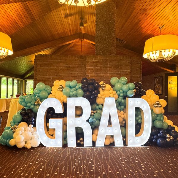 Grad marquees and balloons 