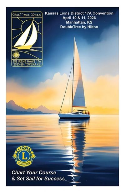 Sailboat on calm water at sunset for Kansas Lions District 17A Convention.