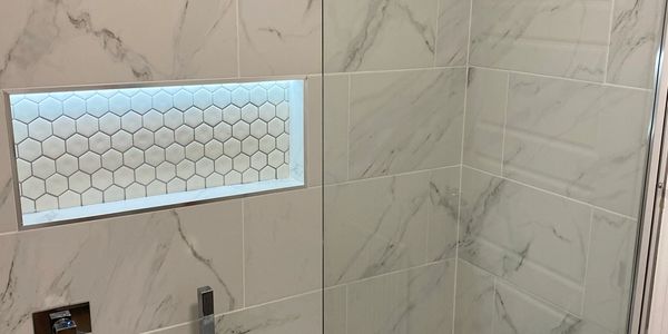 modern upgrade adding a shower to a new build house with led mood lighting