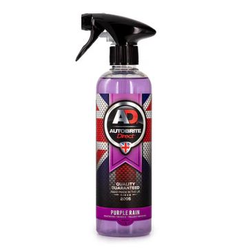 Spray bottle of AutoBrite Direct Purple Rain air freshener.