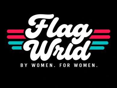 Logo of Flag Wrld with tagline for women.