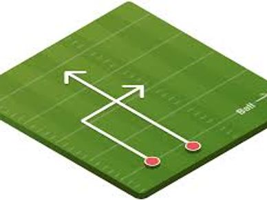 Diagram of a football play with two routes.
