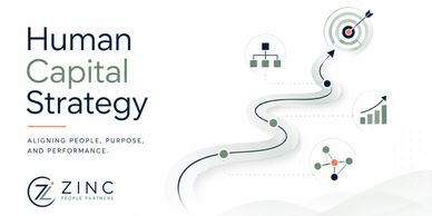 Human Capital Strategy with growth and performance icons.