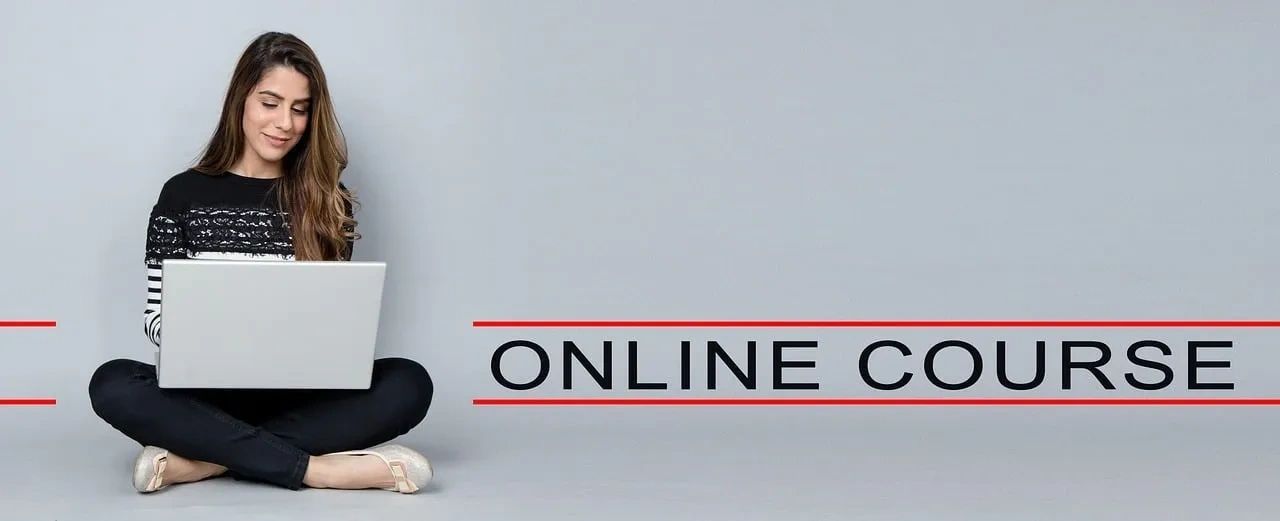 woman taking an online course 