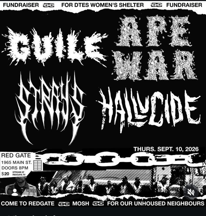 Red Gate Sept 10 GUILE /APE WAR / STRAYS / HALLUCIDE 8pm Doors, $20 pwyc