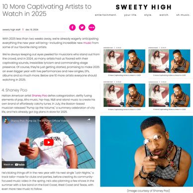 Shaney Poo is featured on Sweet High's website as one of the top artists to watch in 2025. 